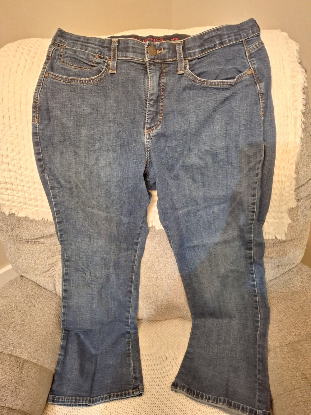 Lee The Most Comfortable Jean 16 Petite Blue Bootcut Flap Pocket Stretch Denim